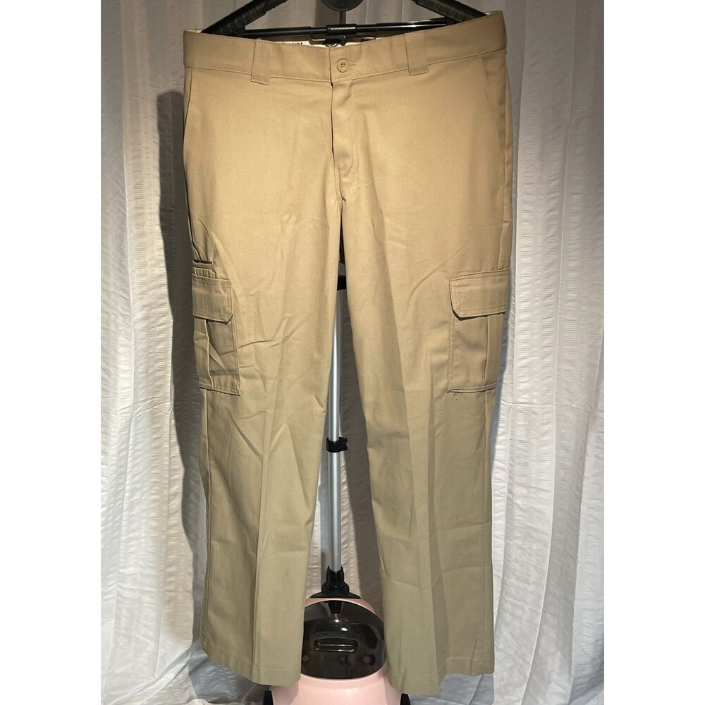 Dickies FLEX Mens 36x32 Khaki Relaxed Straight Cargo Work Pants New No Tags(a1-1